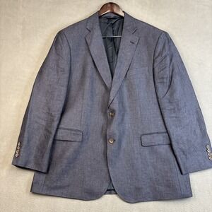 Brooks Brothers Madison Blazer Mens 46R Blue Linen Lightweight Preppy Jacket